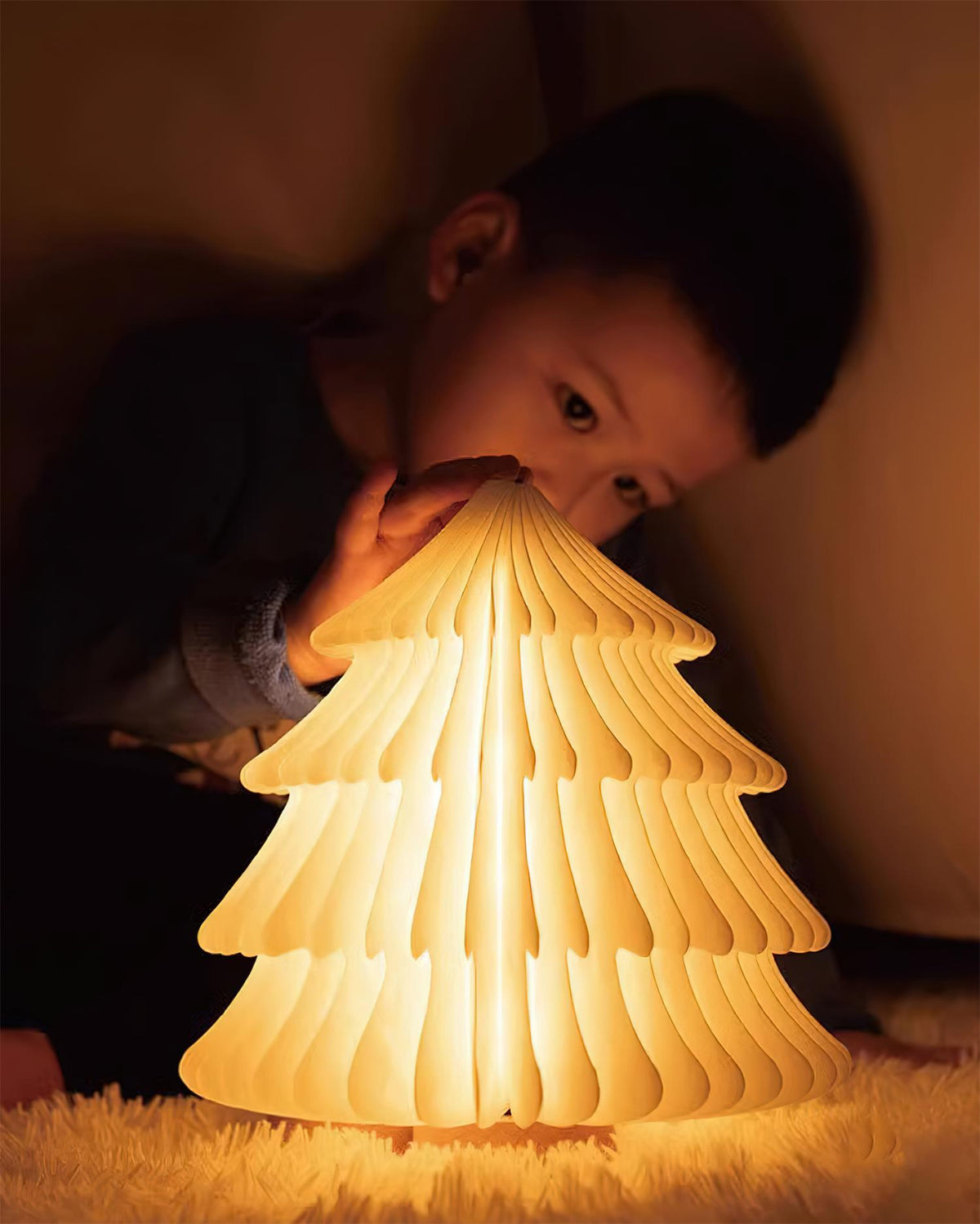 Sammenklappelig juletræs-bordlampe