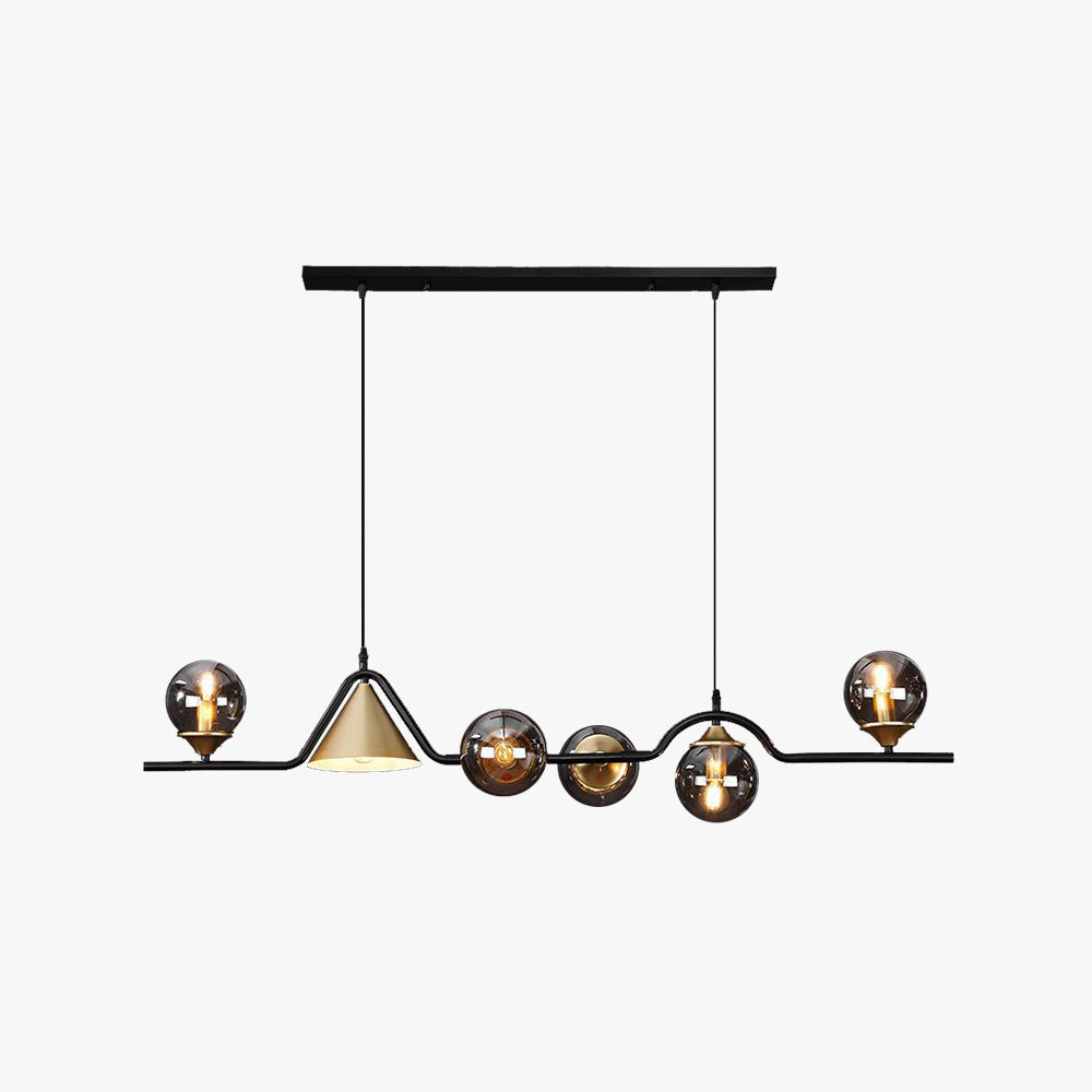 Arisha Modern LED-riippuvalaisin, mustaa/kullanväristä lasia, olohuoneeseen/makuuhuoneeseen