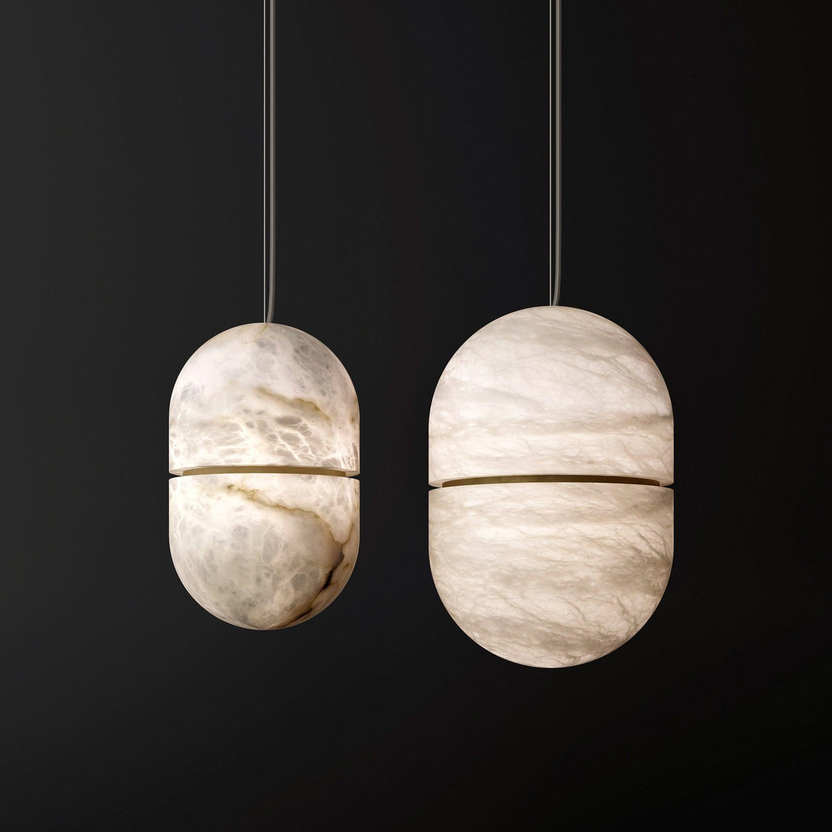 Satatr pendellampa i alabaster, kapselformad