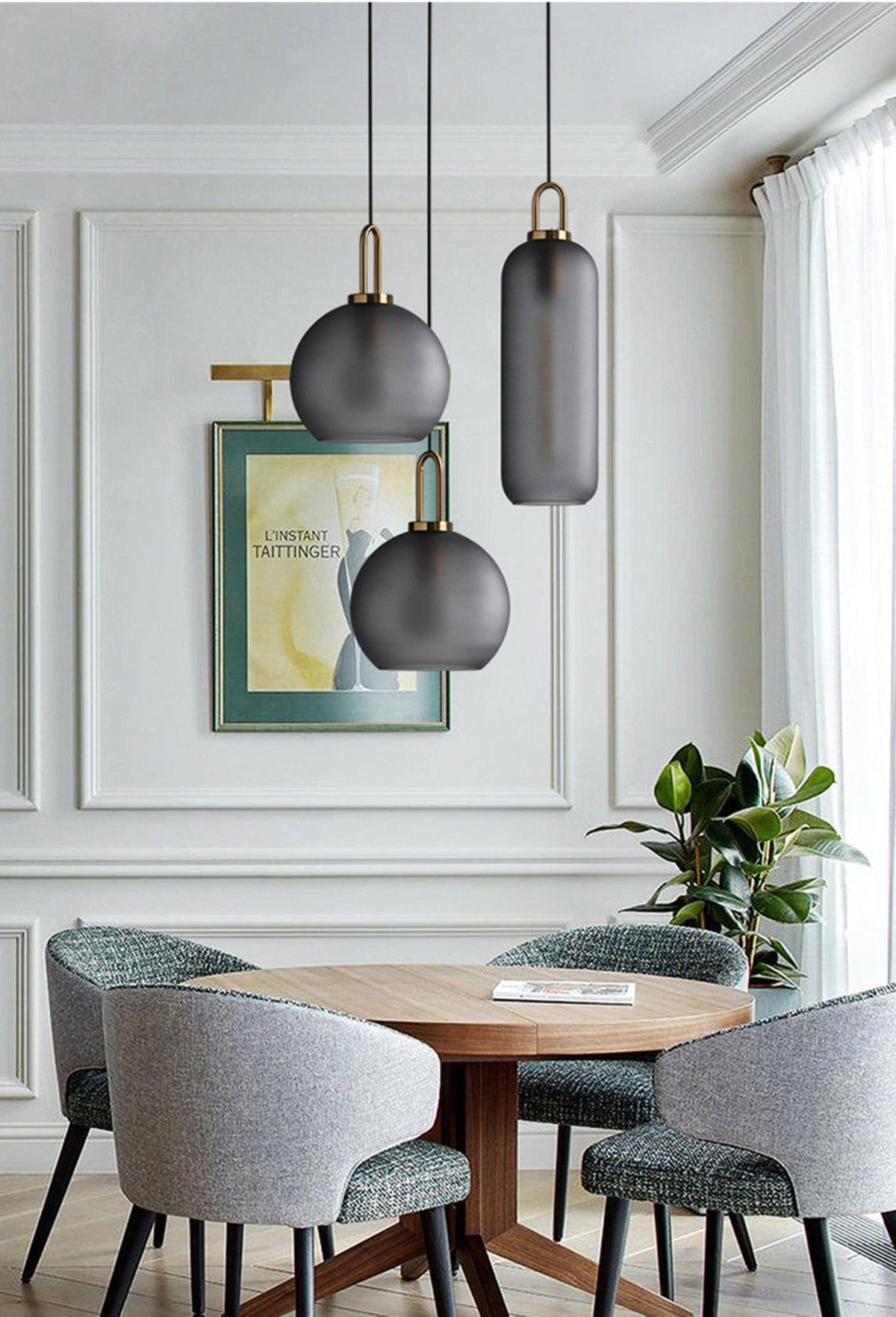 Sevelo pendel i matteret glas, swag-design, justerbar