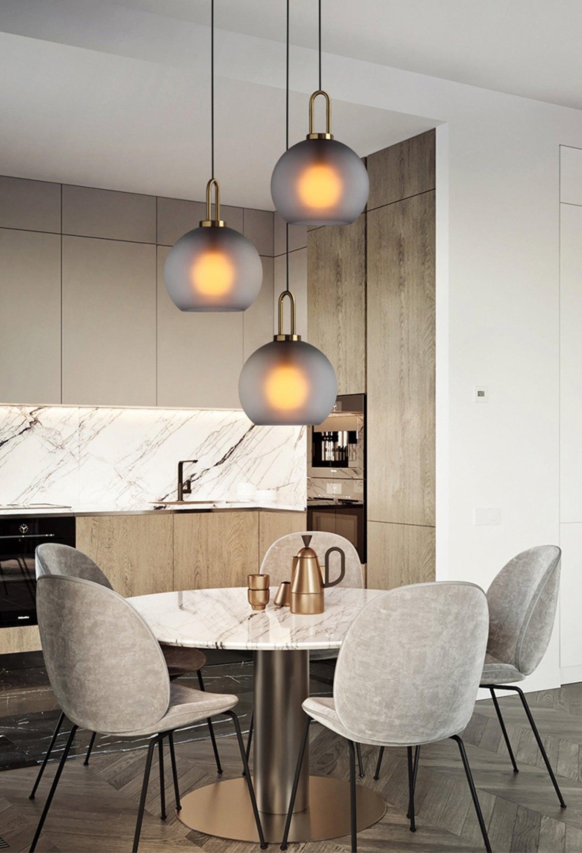 Sevelo pendel i matteret glas, swag-design, justerbar