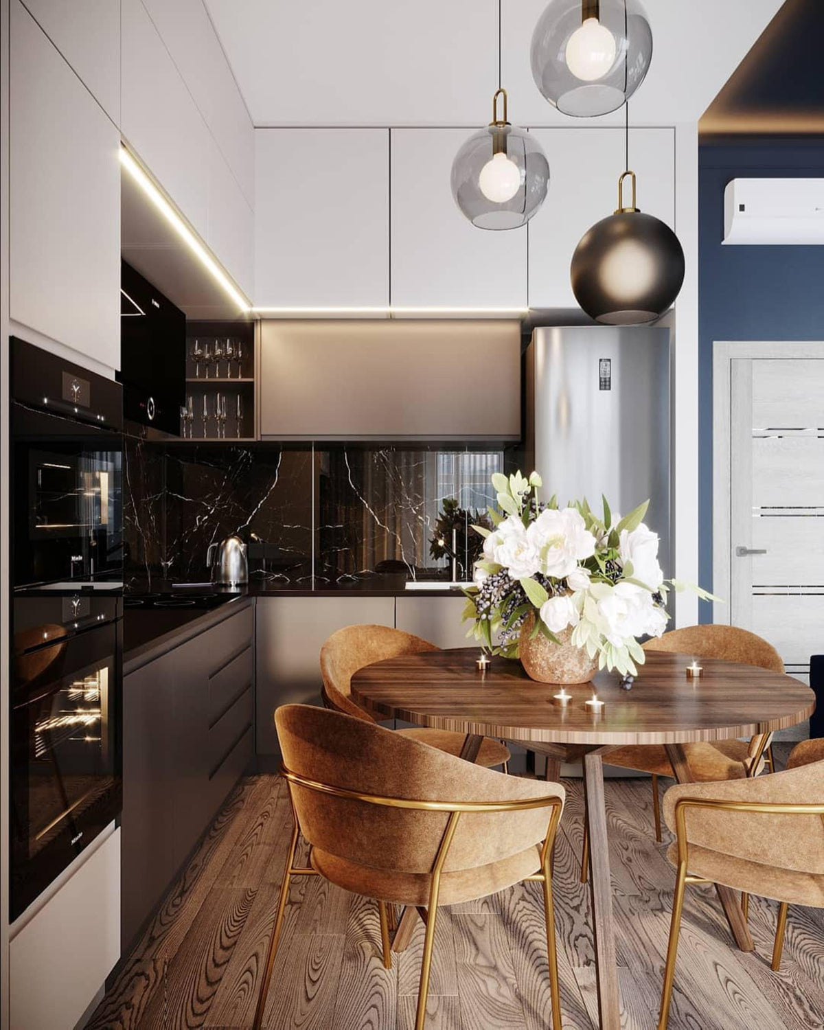 Sevelo pendel i matteret glas, swag-design, justerbar