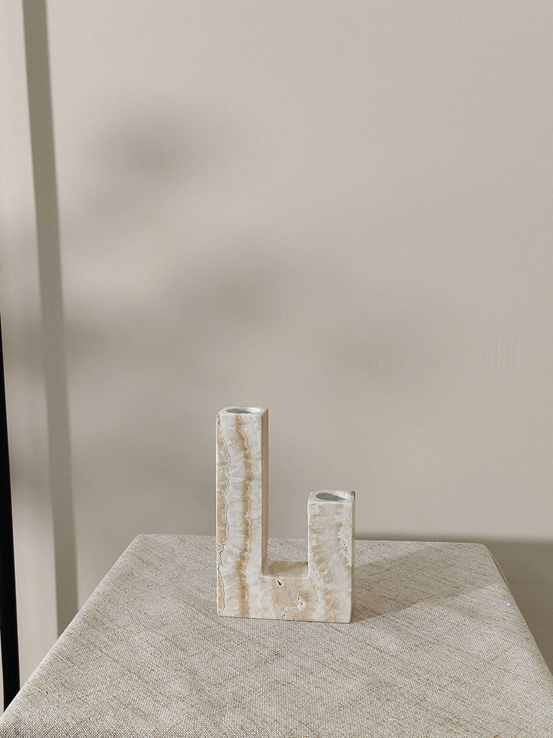 Horze Modern Yellow Travertine Candle Holder