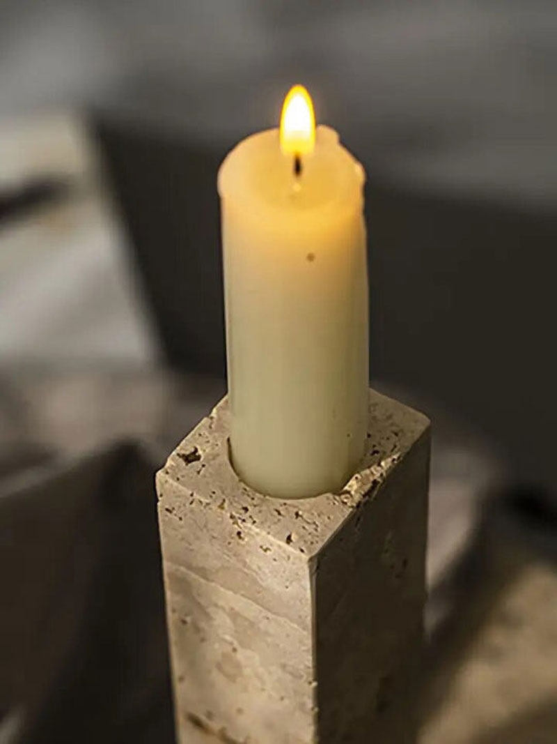 Horze Modern Yellow Travertine Candle Holder
