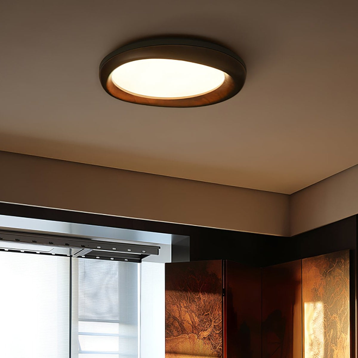 Eurtheara organisk loftslampe i træ og glas