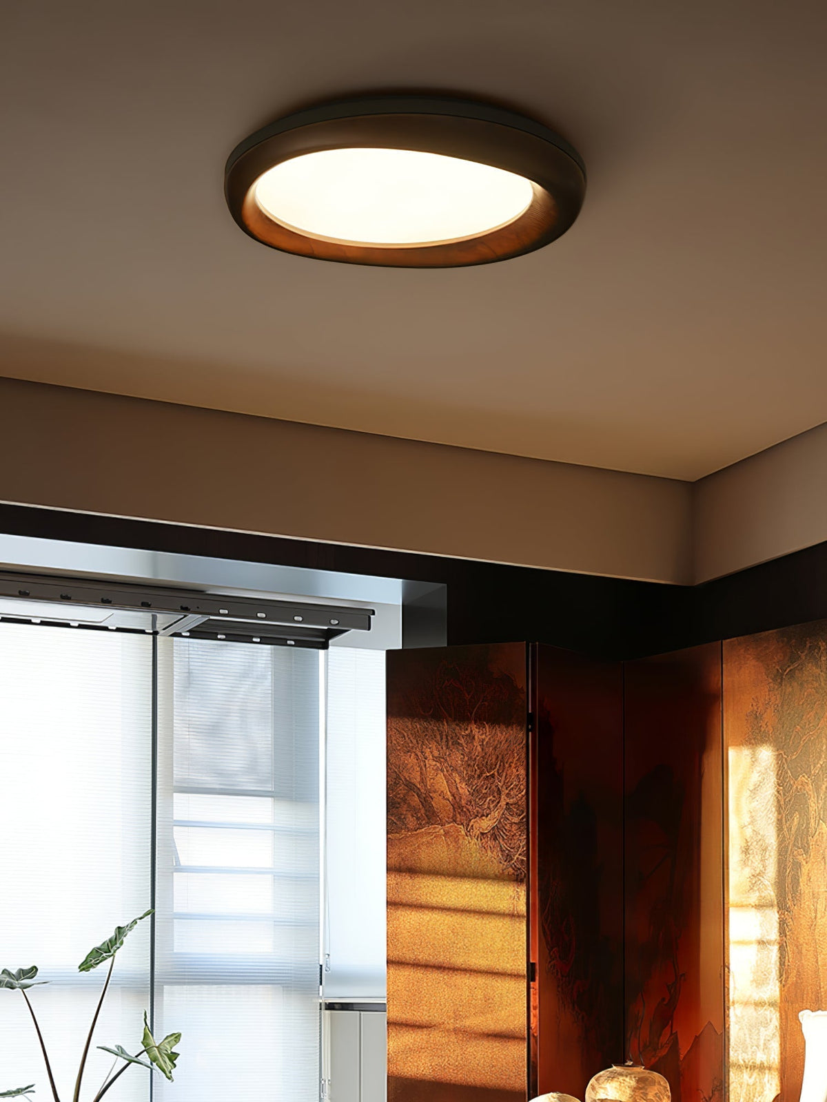 Eurtheara organisk loftslampe i træ og glas