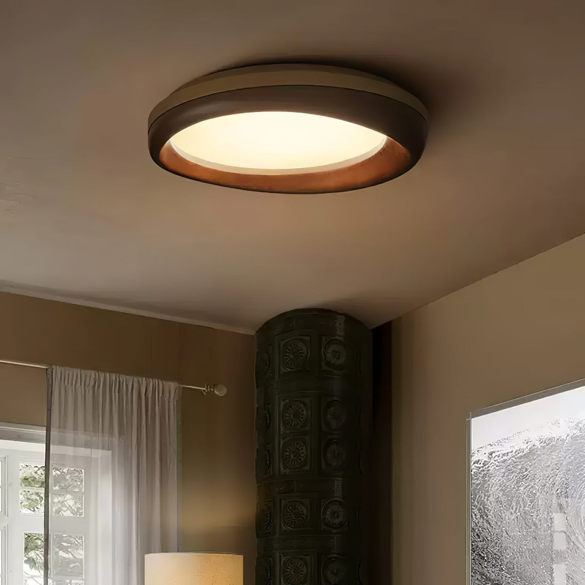 Eurtheara organisk loftslampe i træ og glas