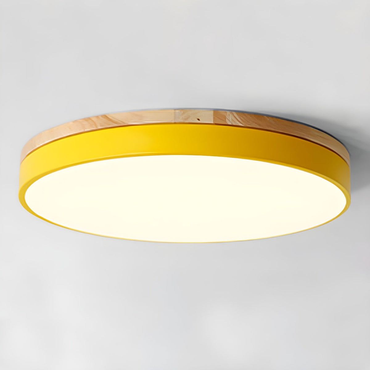 Mireth rund loftslampe i gråt træ, moderne minimalistisk