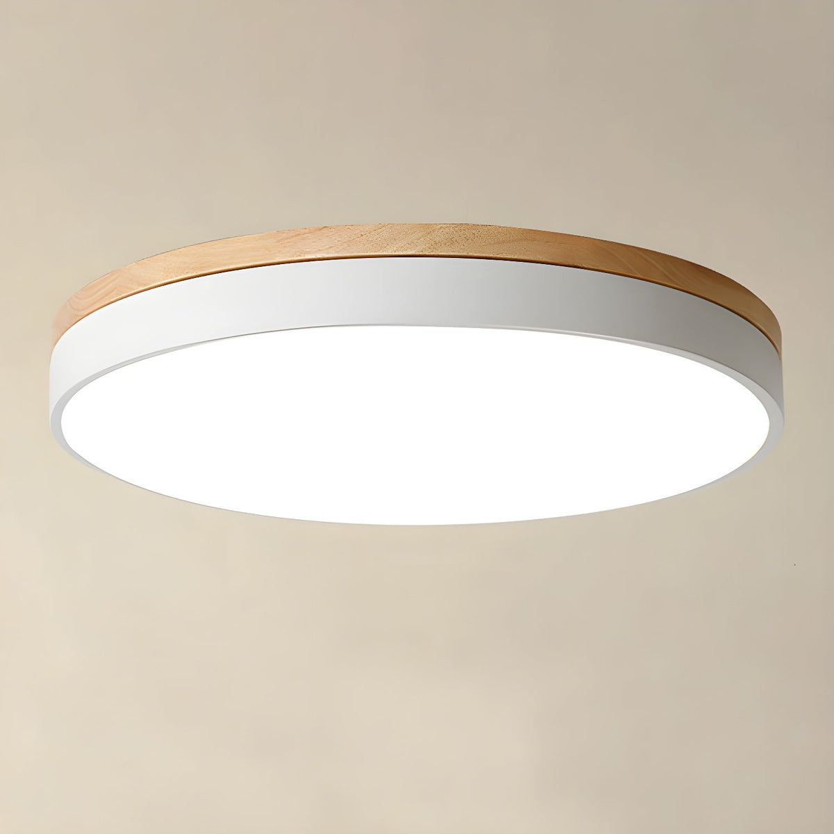 Mireth rund loftslampe i gråt træ, moderne minimalistisk