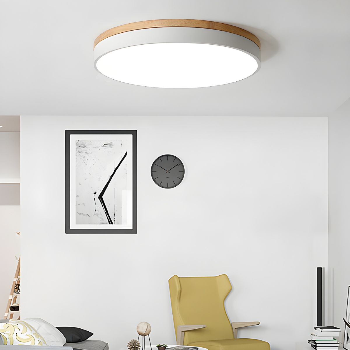 Mireth rund loftslampe i gråt træ, moderne minimalistisk