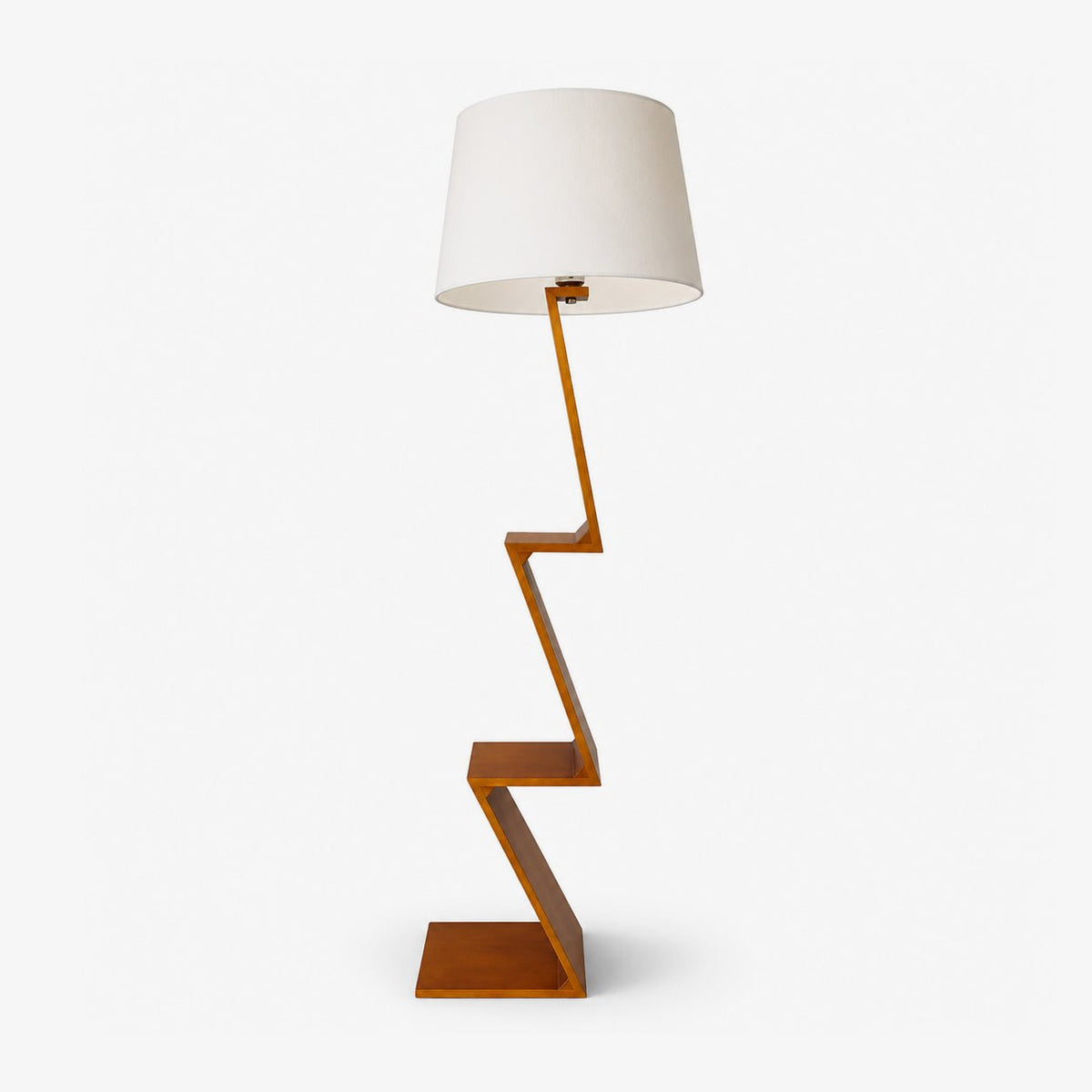 Zigzag-gulvlampe i massivt træ