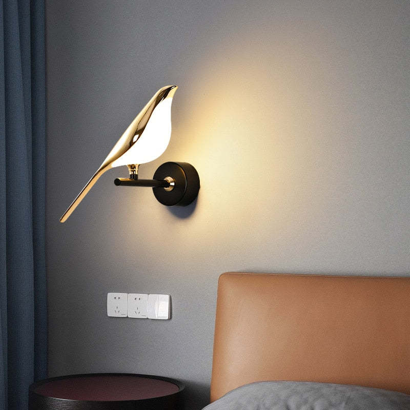 Arisha minimalistisk vägglampa i metall med skata, sovrum