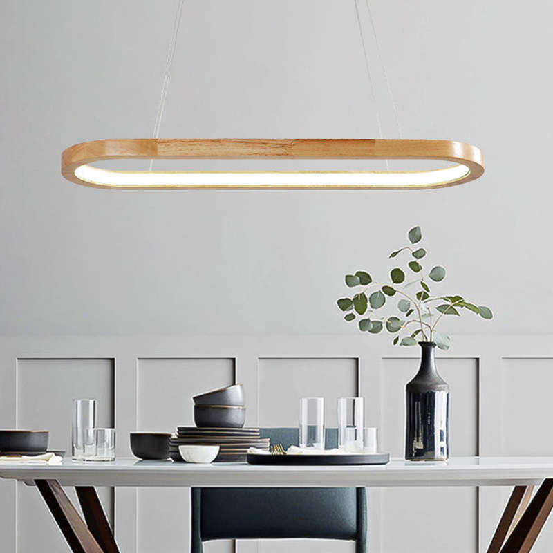Lyraen Contemporary Oval Wooden Pendant Light