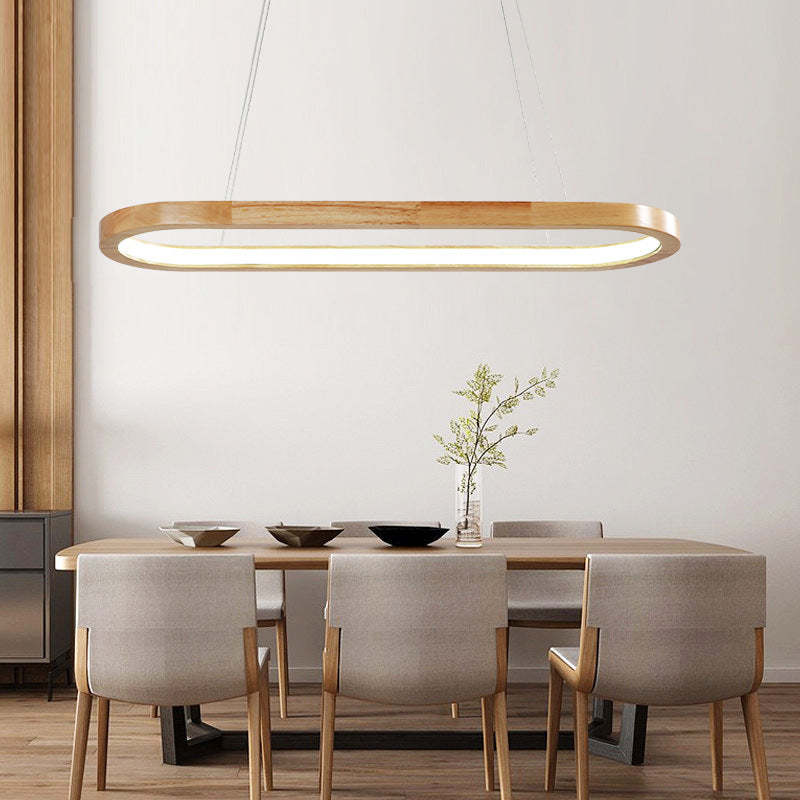 Lyraen Contemporary Oval Wooden Pendant Light