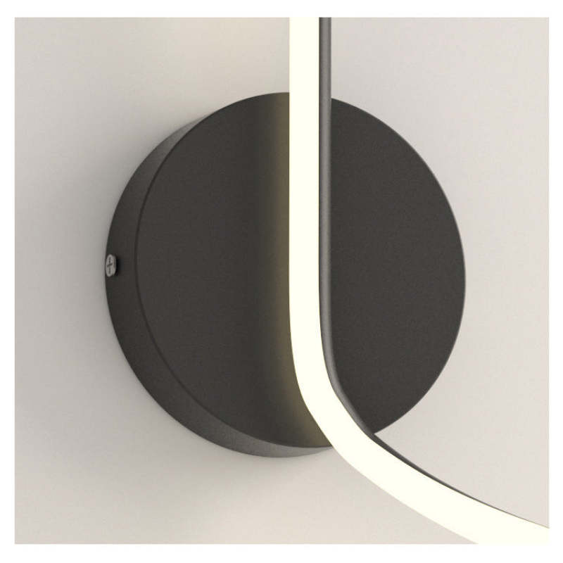 Arisha moderne LED-væglampe med spiralformet kunstmotiv, sort og hvid