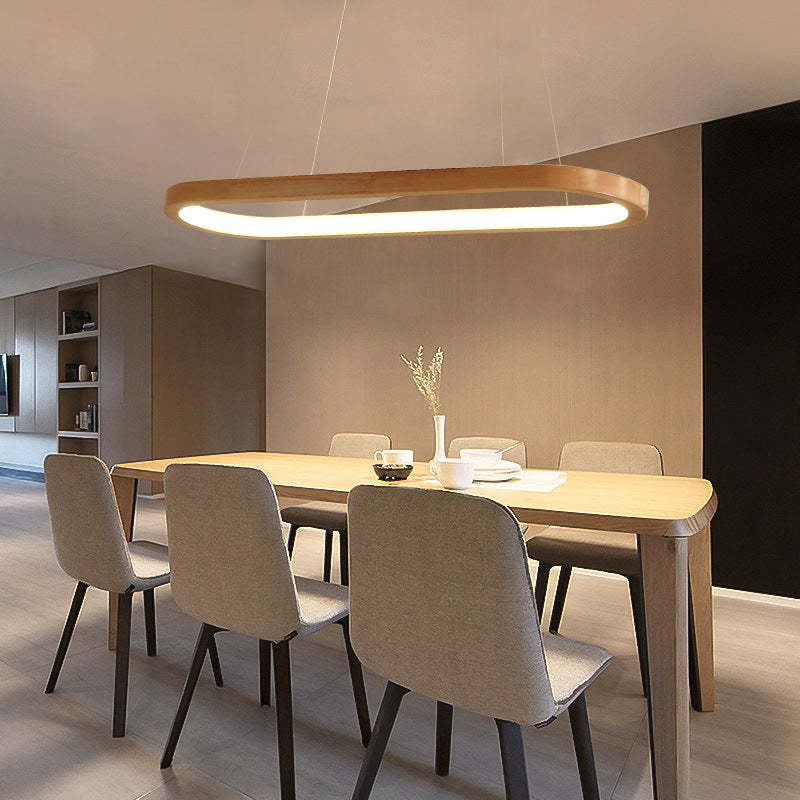 Lyraen Contemporary Oval Wooden Pendant Light