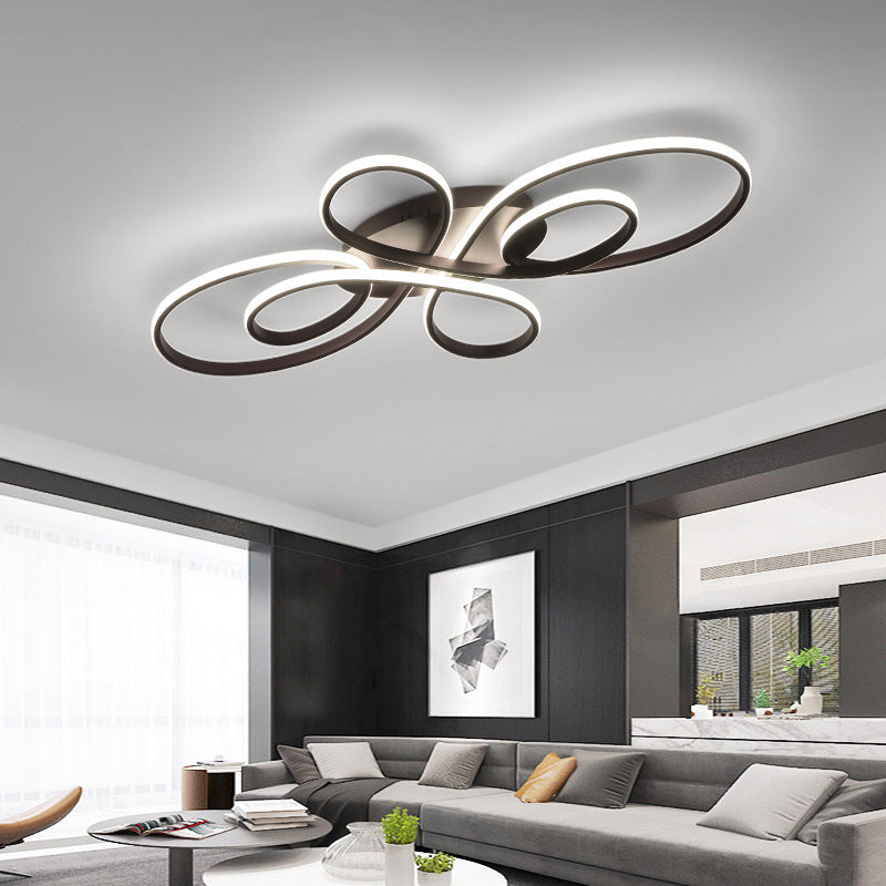 Rori Modern LED Multi Rings Flush Mount Ceiling Light, Brown/White