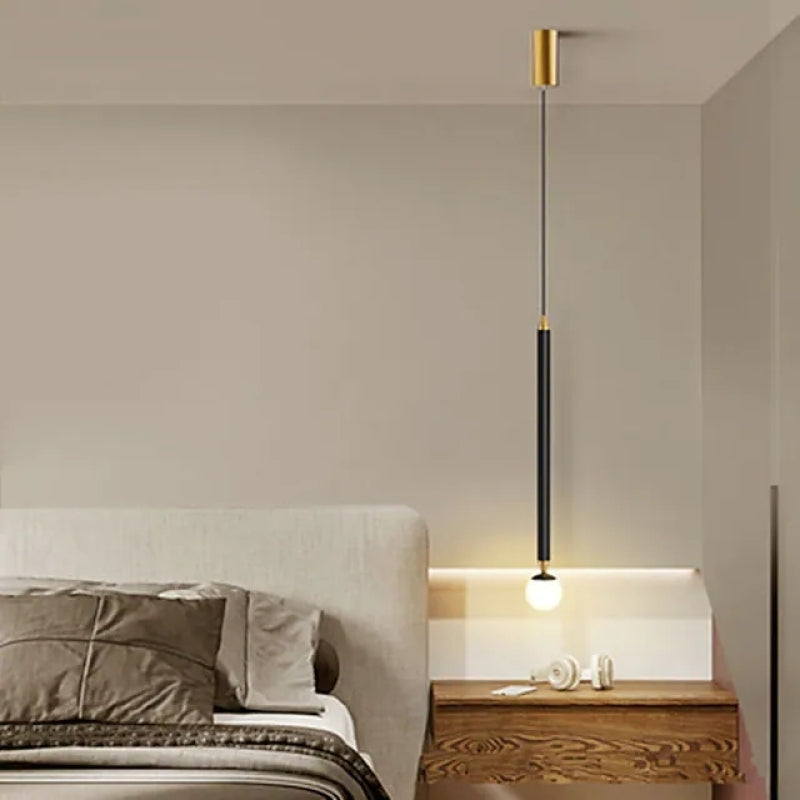 Vikal Linear Pendant Light Bedside, Black & Gold