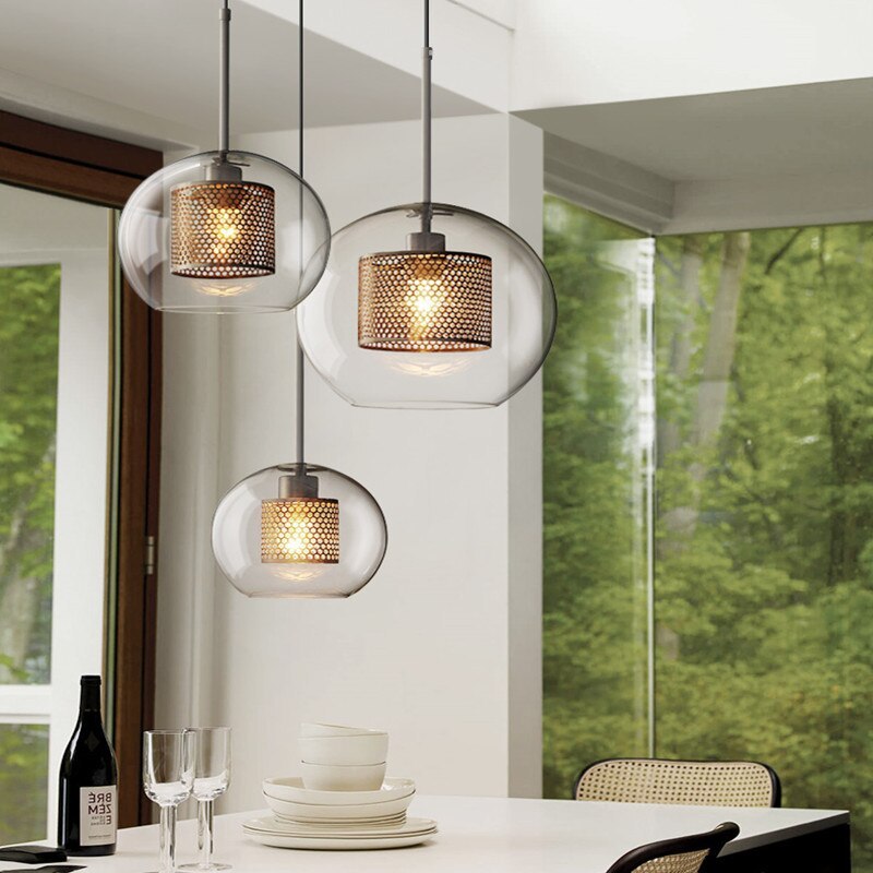 Nerel Contemporary Golden Pendant Light, Glass, Globe/Cylindric