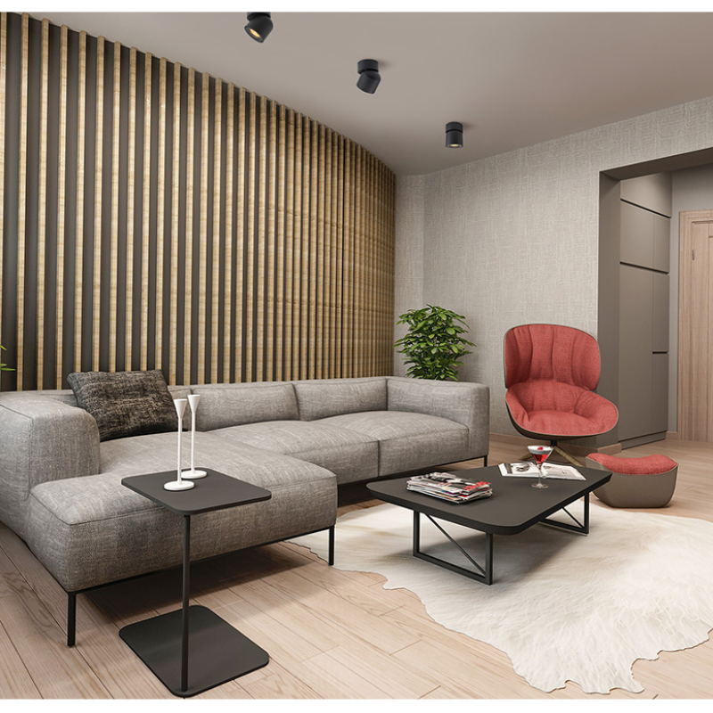 Lurix nútímalegur LED-loftlampi með kastara sem festist þétt við loft, svartur/hvítur