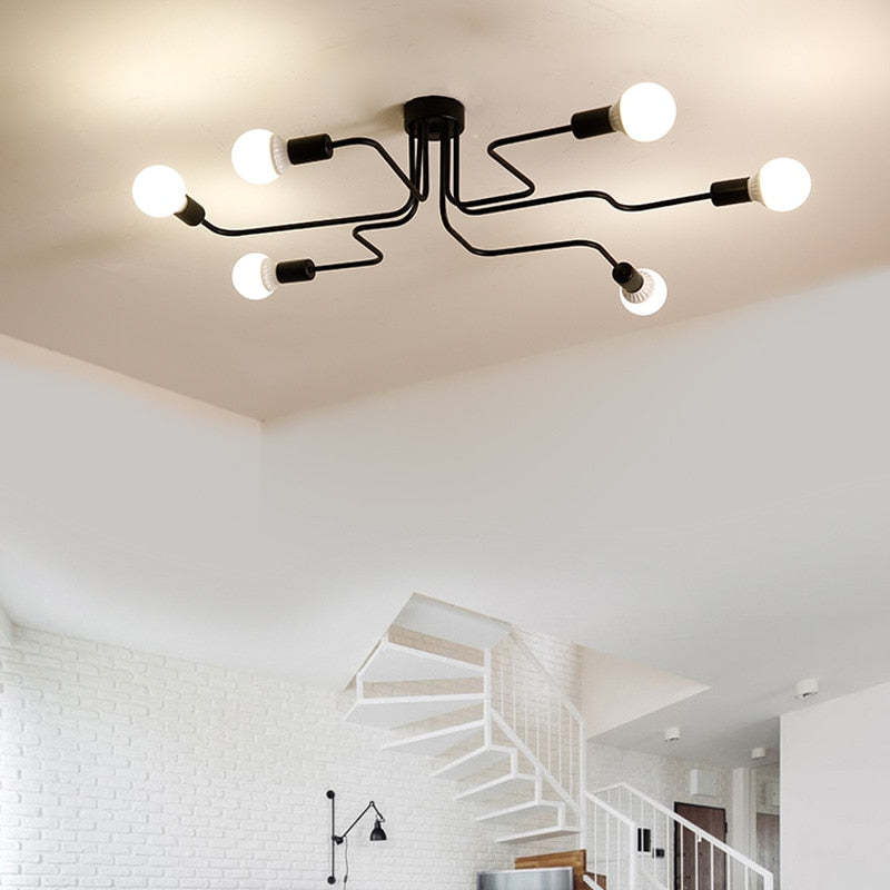 Arisha Vintage Modern Minimalist Industrial Metal Black Ceiling Lamp