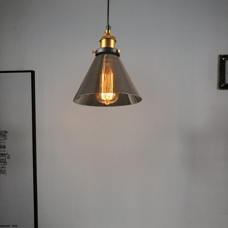Teni Industrial Glass Pendant Light Clear/Amber/Smoke Grey
