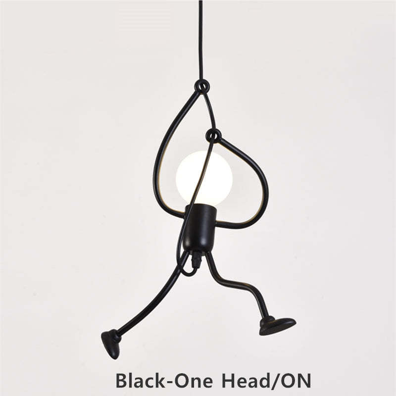 Esi Retro Modern Iron Man Pendant Light, Black