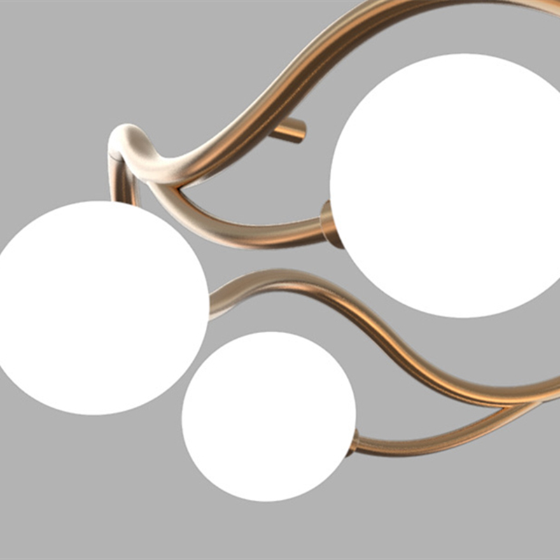 Valentina Modern Designe Wave Metal/Glass Pendant Light, White/Gold