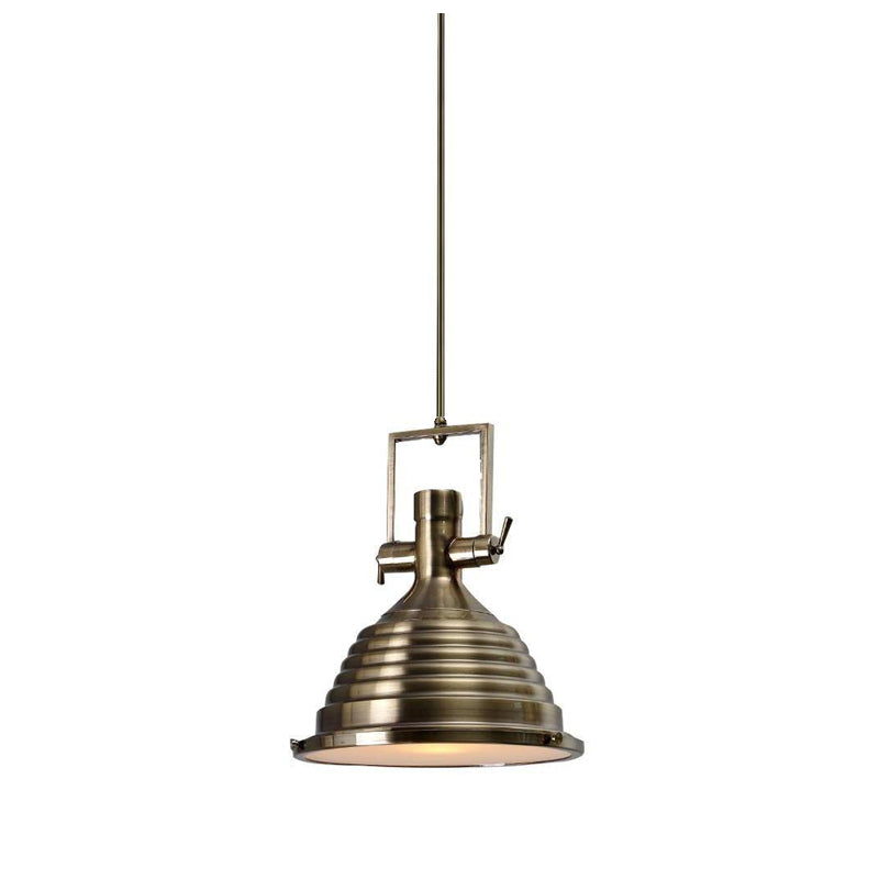 Candeeiro suspenso Silven industrial de latão com cúpula canelada