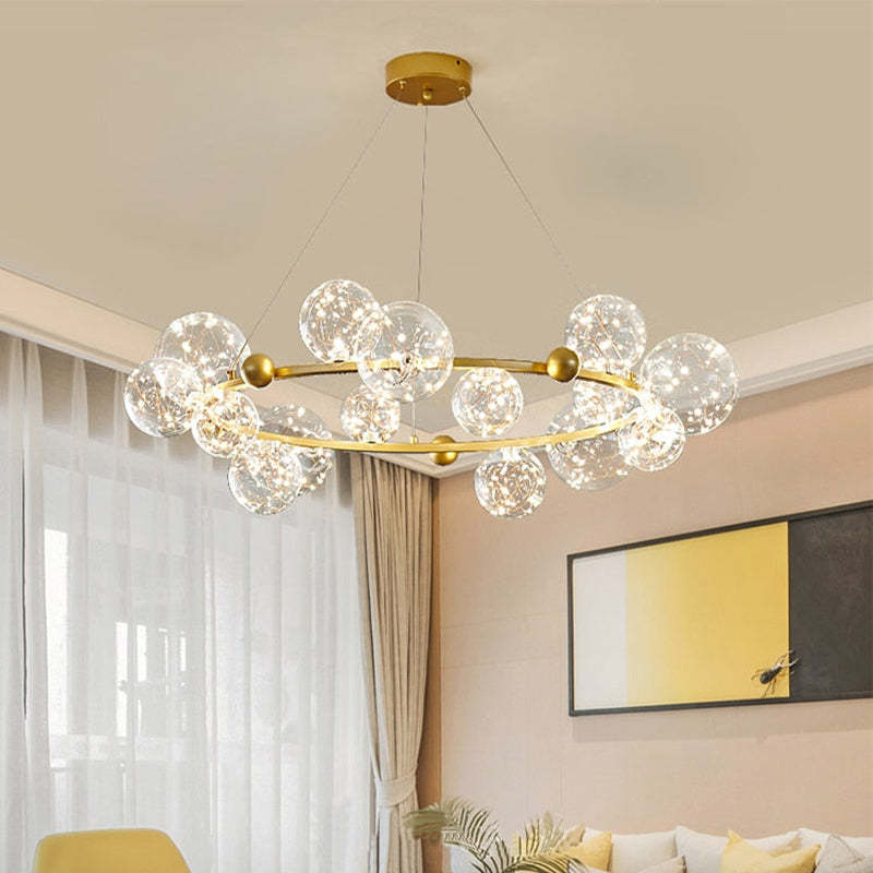 Valentina – art déco-hengiljós með lýsandi kúlum úr gleri