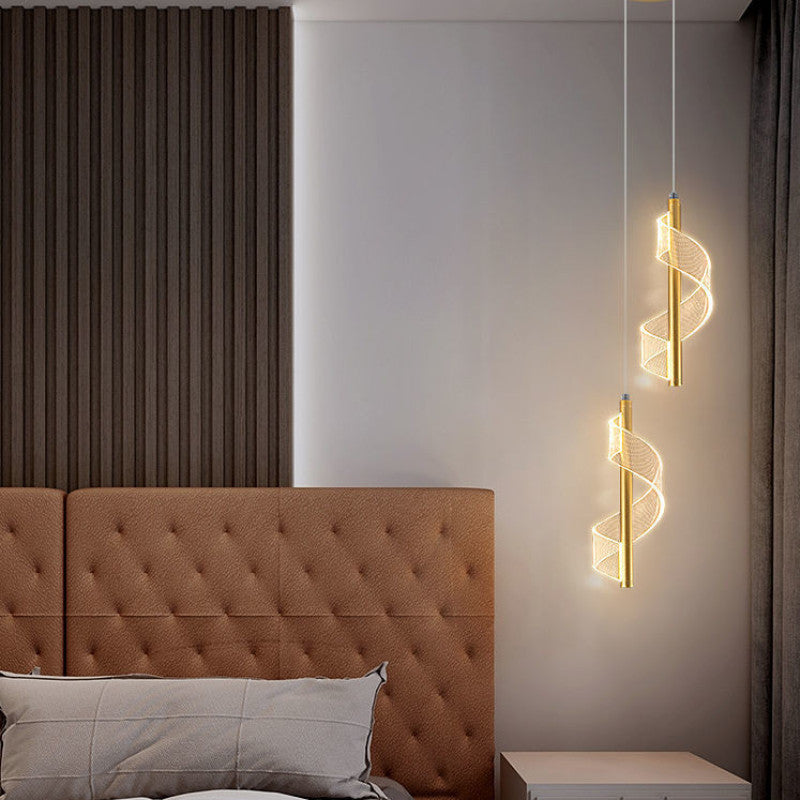 Alven Vintage Golden Ribbon Pendant Light, /