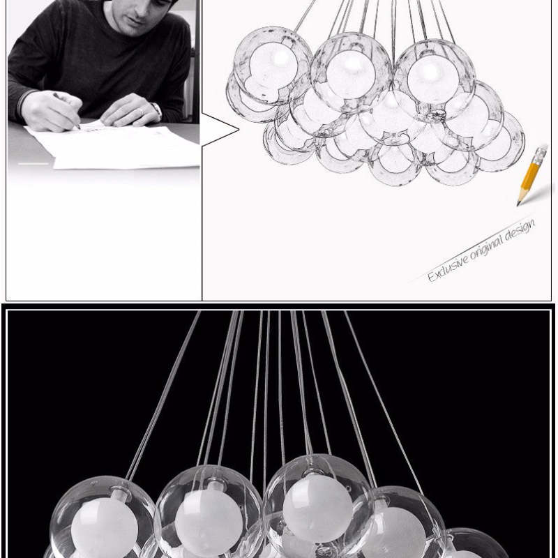 Valentina moderne boblependellampe, 5 varianter