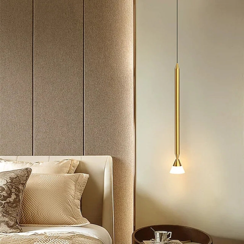 Vikal Linear Pendant Light Bedside, Black & Gold