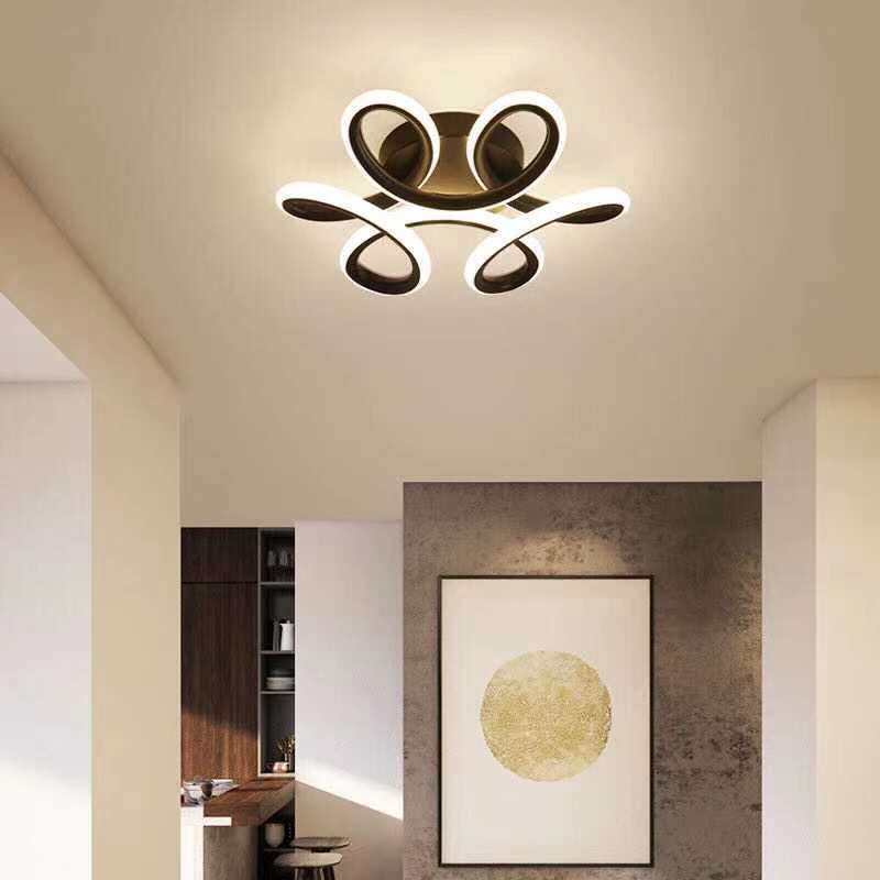 Sio Modern Flower Shape Ceiling Light, Black/White, Hallway