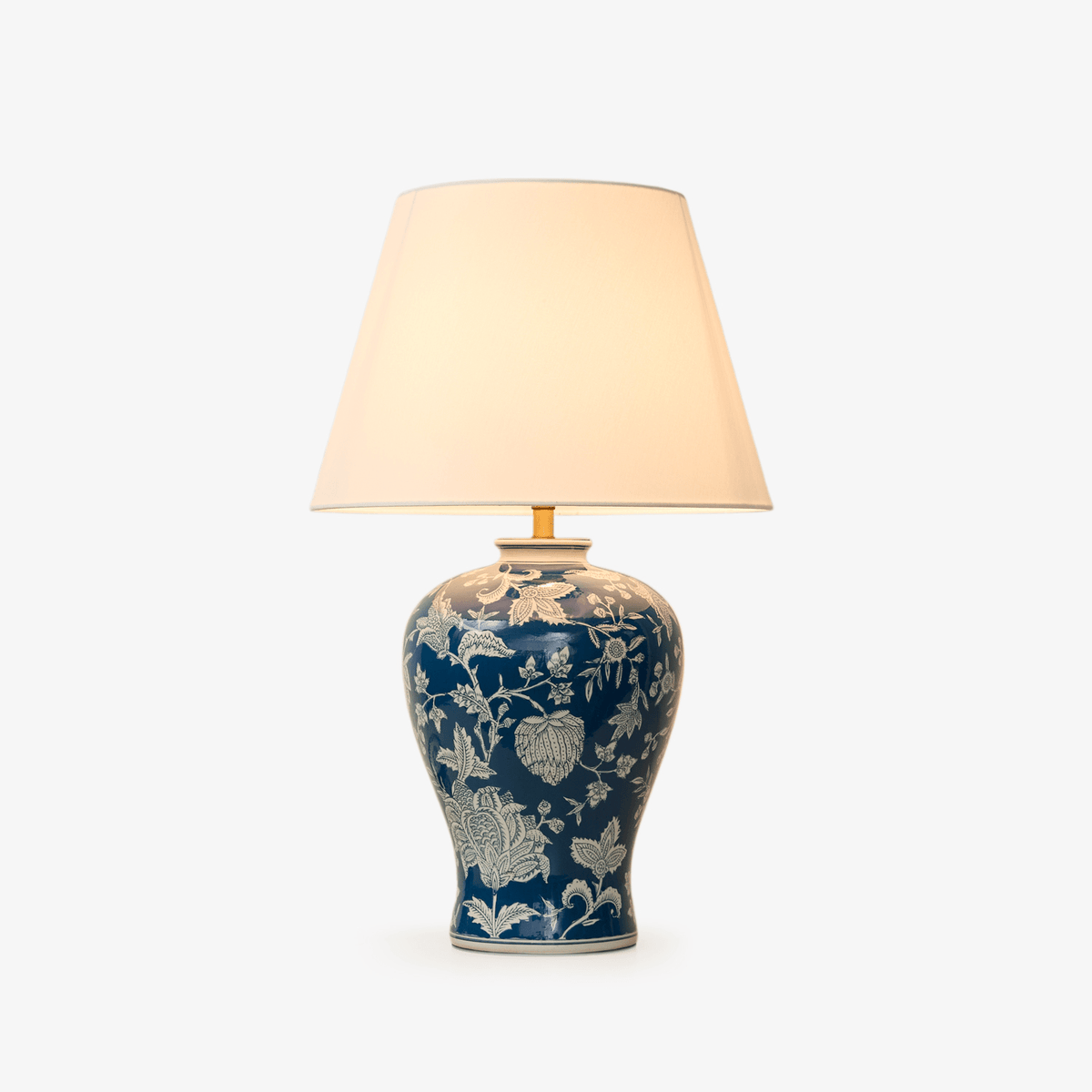 Candeeiro de mesa de cerâmica com trepadeira floral índigo