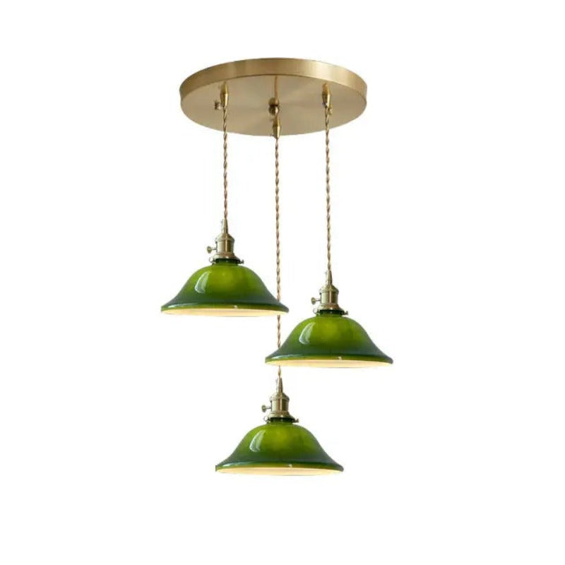 Valentina rustik vintage LED-pendellampa i grön koppar och glas för matsal