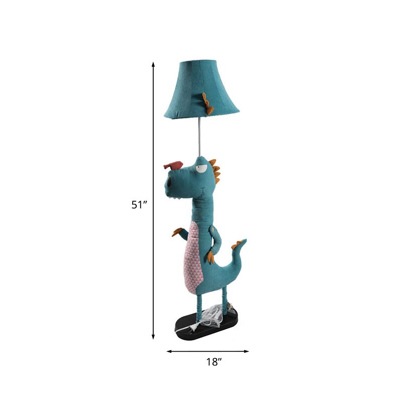 Minori moderne gulvlampe i dinosaurdesign, metal/tekstil