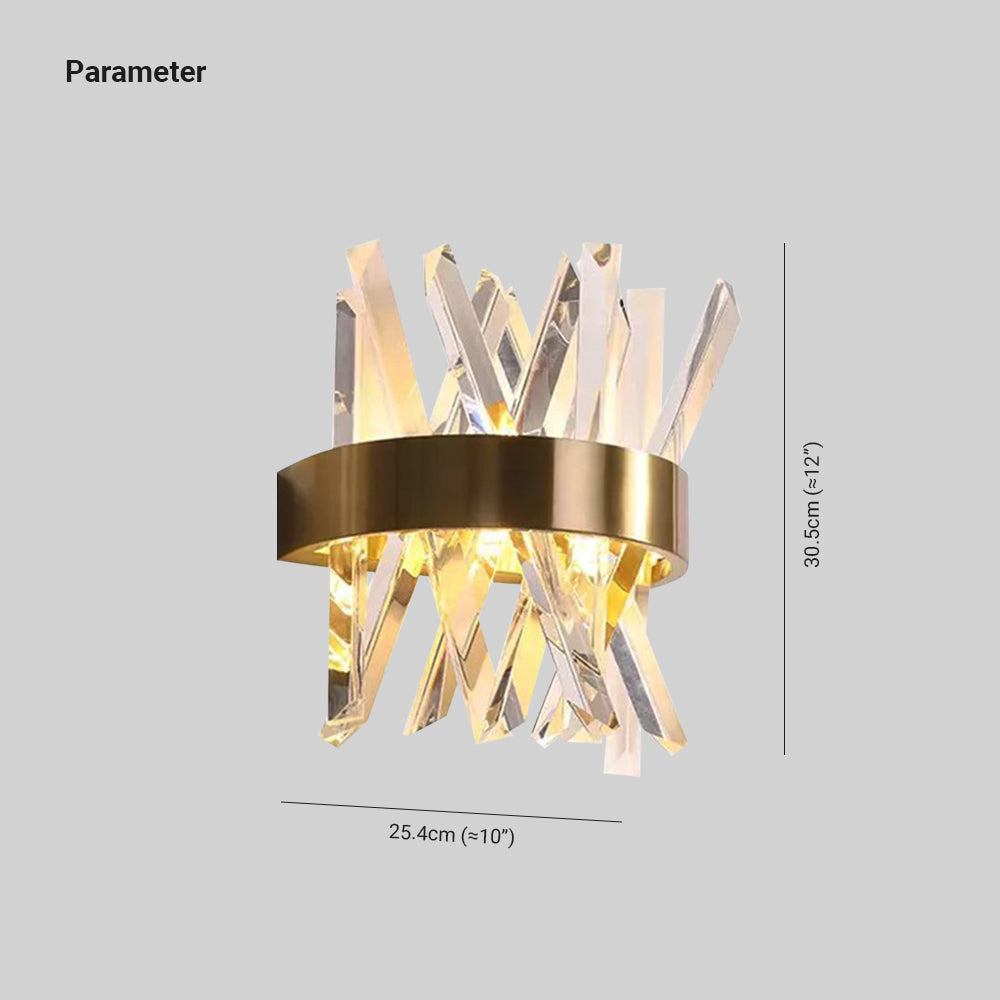 Kristy dekorativ geometrisk vägglampa av kristall/metall, guld