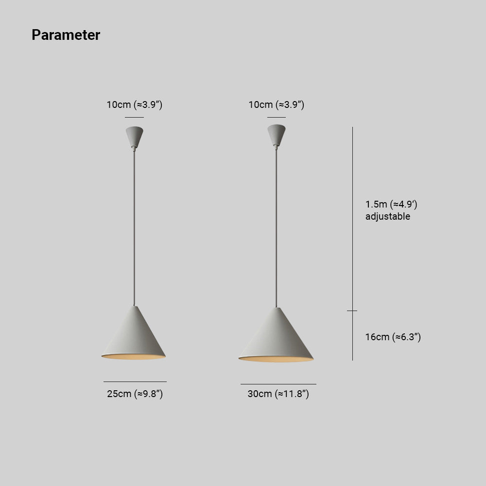 Arishan minimalistinen kartiomainen metalliriippuvalaisin, harmaa