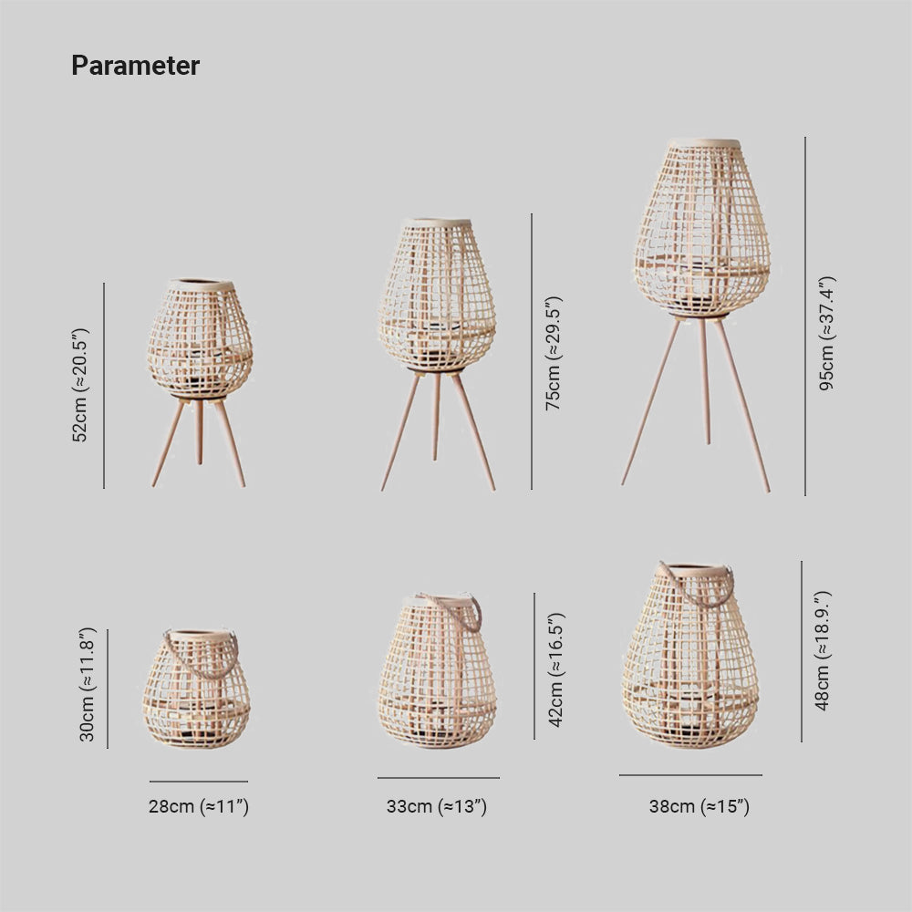 Ritta gulvlampe, træ og rattan