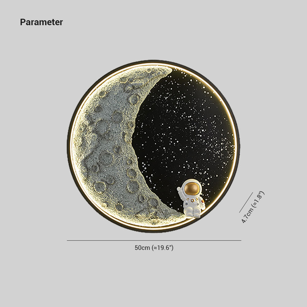 Candeeiro de parede Aria moderno Lua Astronauta de metal preto