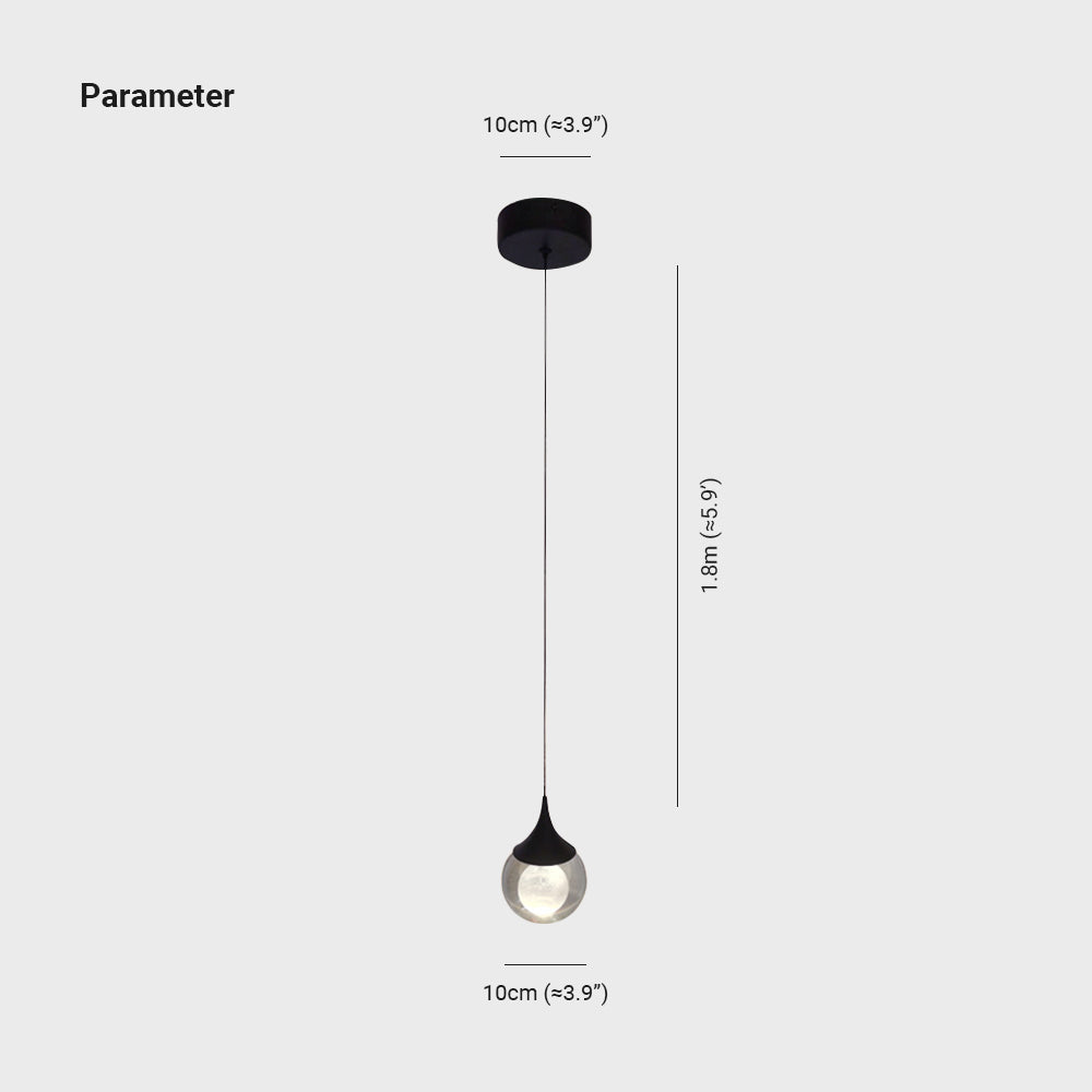 Candeeiro suspenso minimalista Aria, em metal com forma de lua, preto