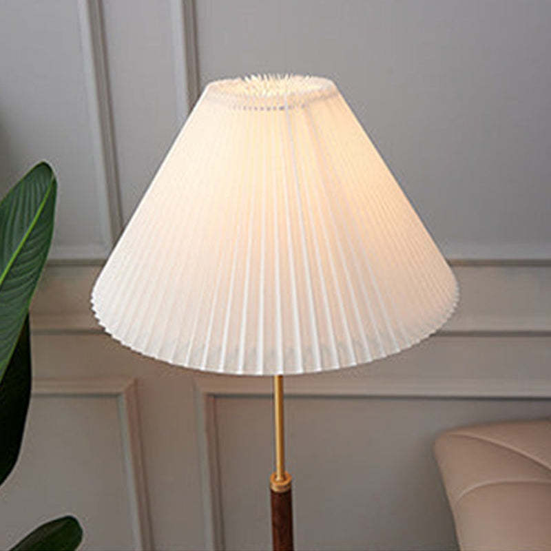 Ozawa enkel valnød/metal/stof bord-/gulvlampe, stue