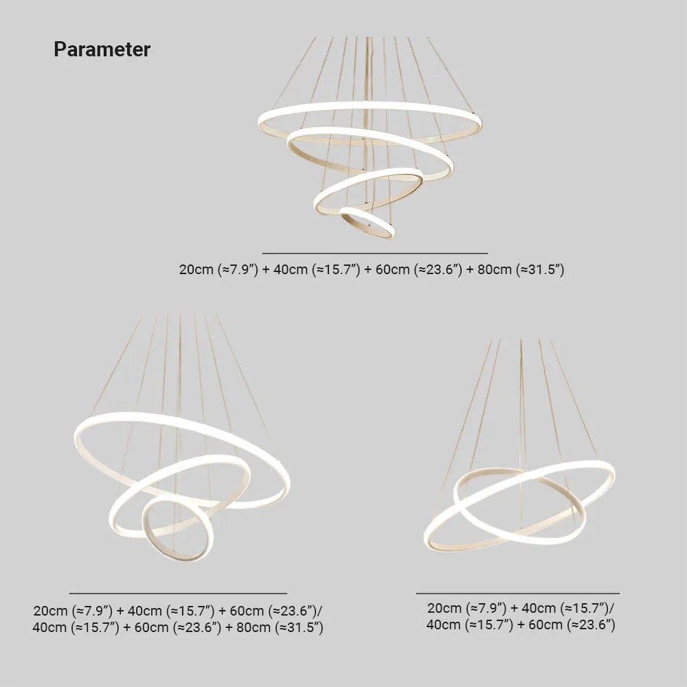 Tavonex Modern Ring Pendant Light, 2/3/4 Rings