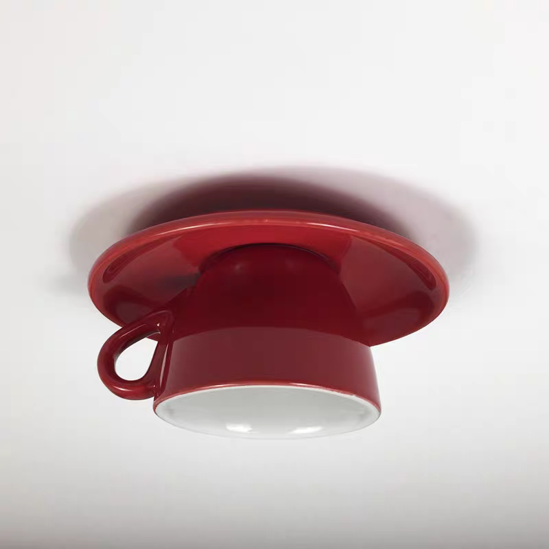 Aria Modern Coffee Cups Ceramic Flush Ceiling Lighting