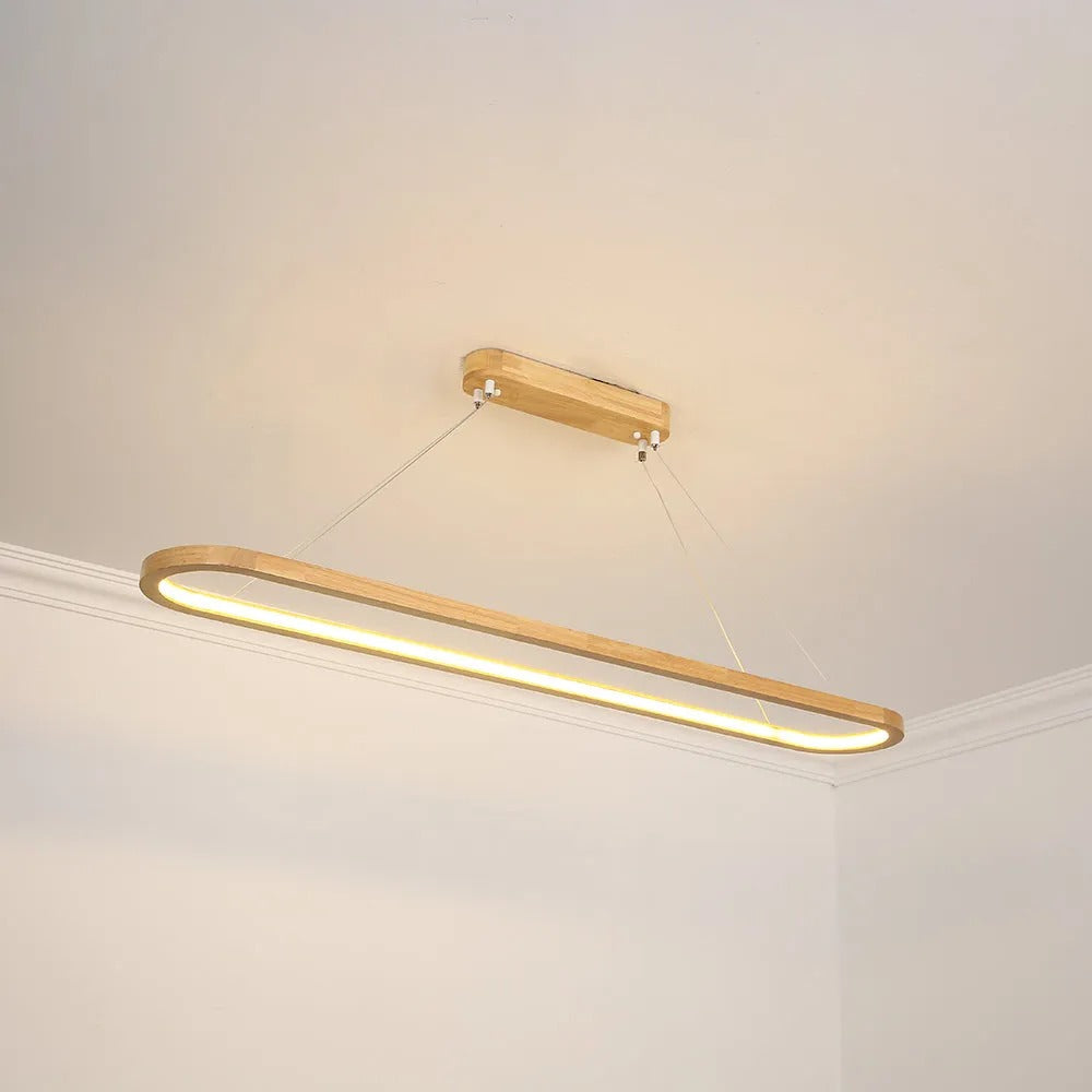 Lyraen Contemporary Oval Wooden Pendant Light