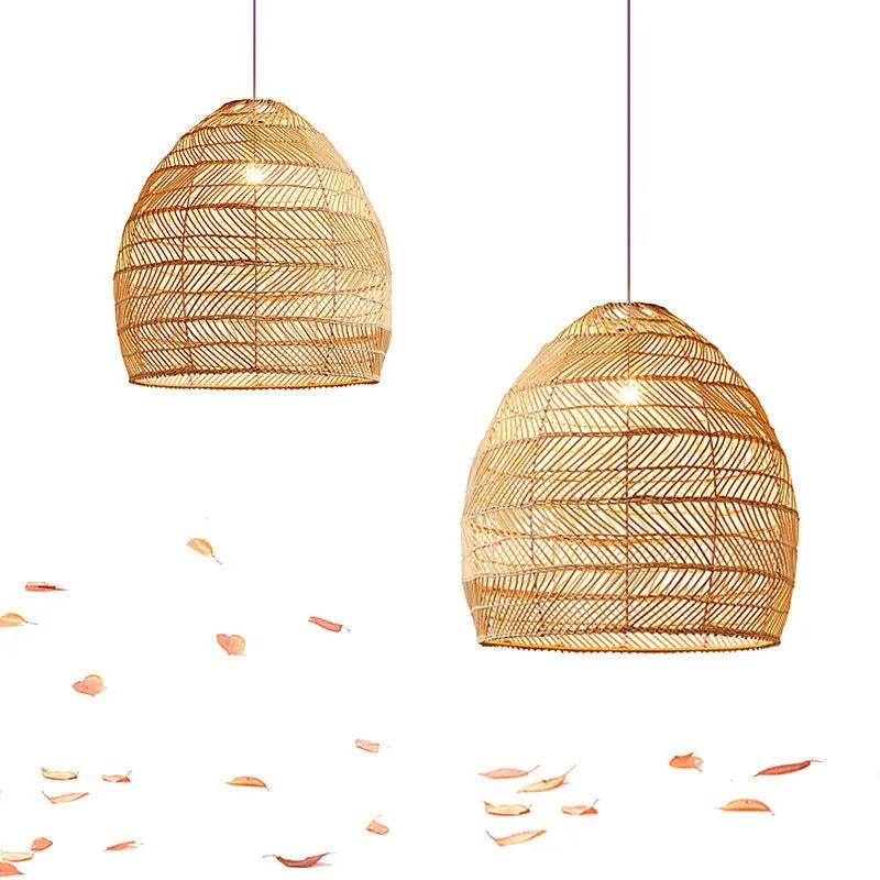 Lixi Rattan Bamboo Lampshade Hand Knitted Pendant Light