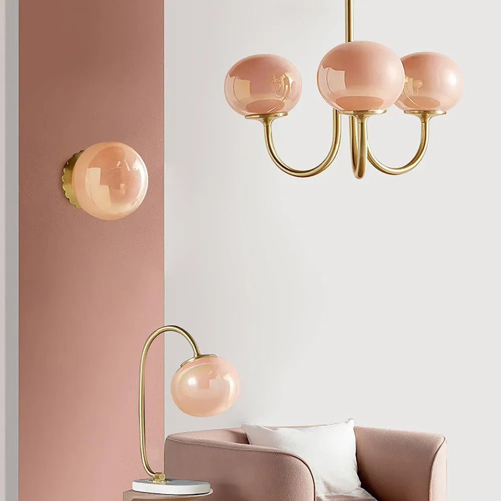 Valentina retro art déco-globkrona, vit/rosa/beige