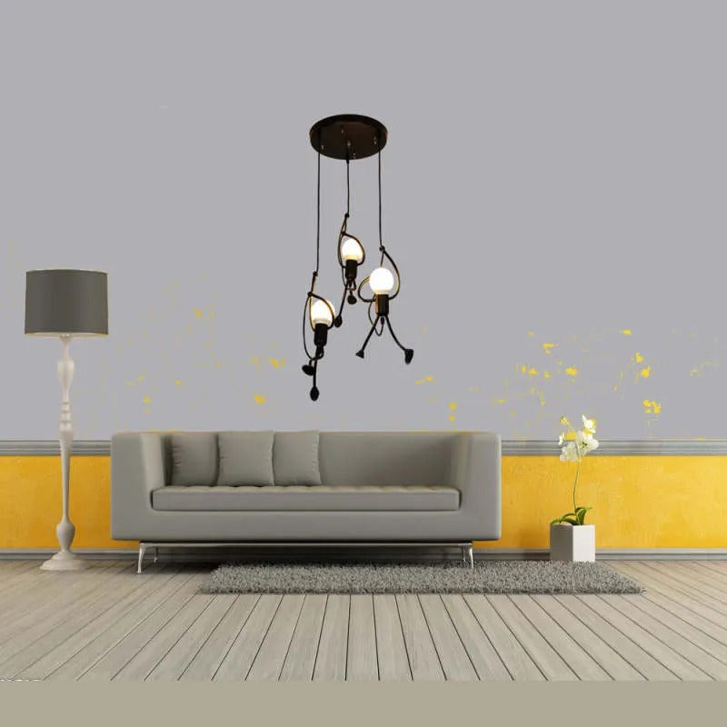 Esi Retro Modern Iron Man Pendant Light, Black