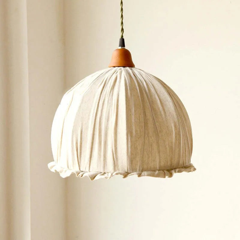 Teo Vintage Pendant Light Beige, Fabric